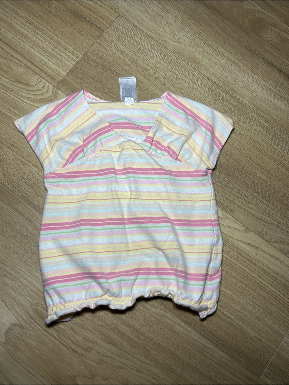 Old Navy Pastel Stripe Short Sleeve Baby Top - Pink, Yellow, Green